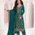 Dark green dola silk thread sequin embroidered semi-stitched salwar suit