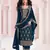 Navy blue dola silk thread sequin embroidered semi-stitched salwar suit
