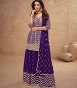 Violet chinon sequin embroidered readymade salwar suit (free size)