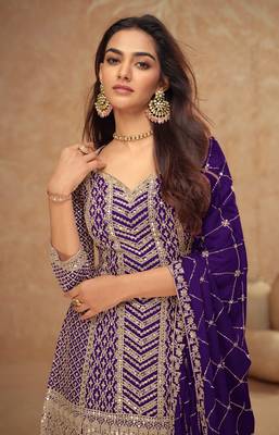 Violet chinon sequin embroidered salwar suit 2