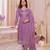 Purple silk sequin embroidered semi-stitched salwar suit