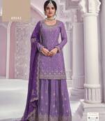 Lavender chinon sequin embroidered salwar suit (free size)