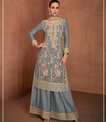 Light grey gerogette sequin embroidered salwar suit (free size)