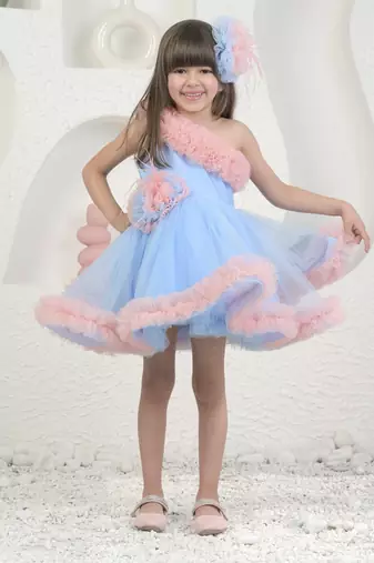 Amara peach blue dress