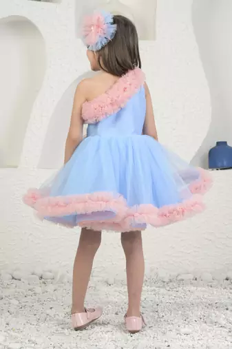 Amara peach blue dress