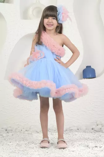 Amara peach blue dress