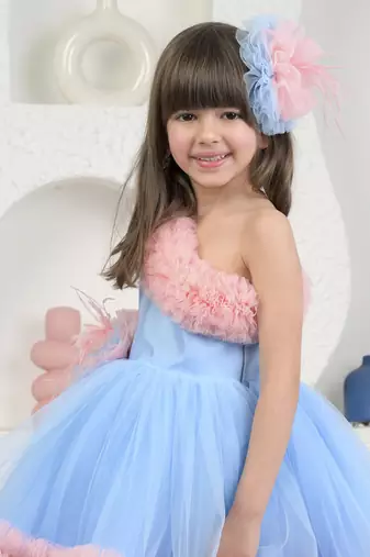 Amara peach blue dress