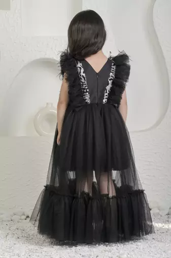 Black silver princess gown
