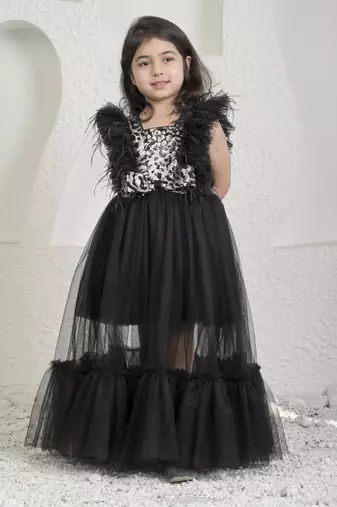 Black silver princess gown