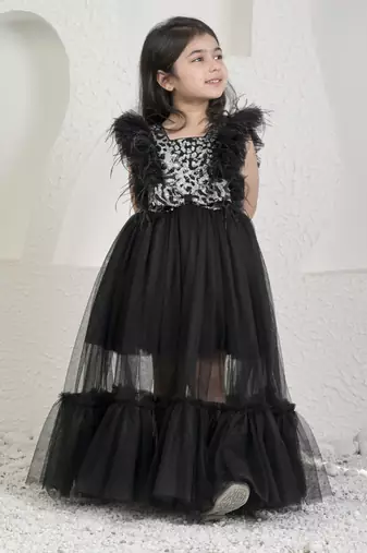 Black silver princess gown