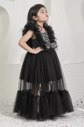 Black silver princess gown