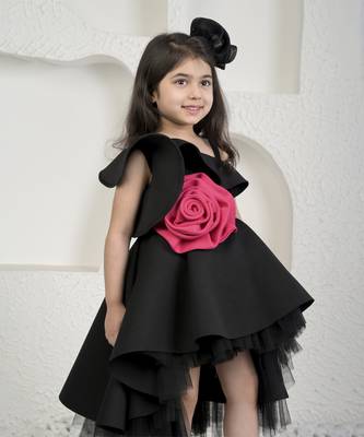Roseate black high low dress 2