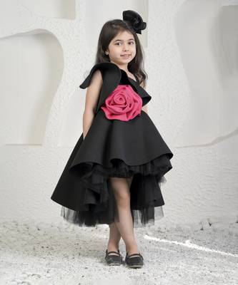 Roseate black high low dress 4