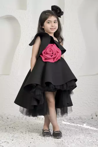 Roseate black high low dress