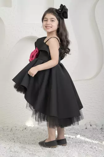 Roseate black high low dress