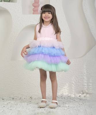 Baby pink unicorn colour dress 1
