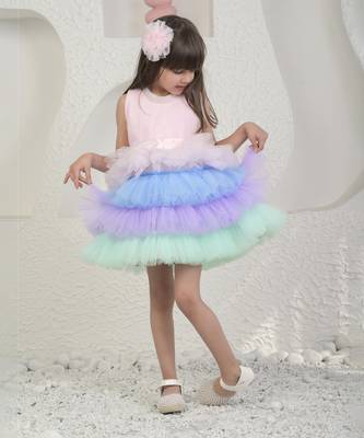 Baby pink unicorn colour dress 2