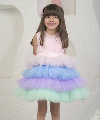 Baby pink unicorn colour dress 3