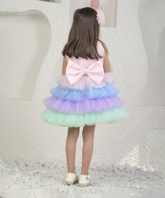 Baby pink unicorn colour dress 4