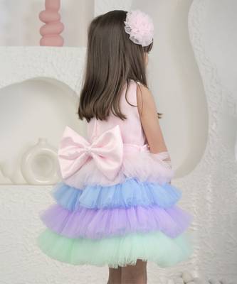 Baby pink unicorn colour dress 5