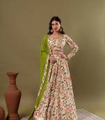 WHITE FLORAL printed LEHENGA SET