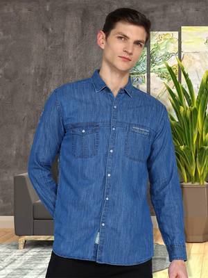 Men's denim cargo casual shirt | double pocket cargo shirt for men 1