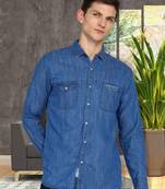 Men's denim cargo casual shirt | double pocket cargo shirt for men