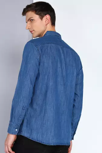 Men's denim cargo casual shirt | double pocket cargo shirt for men