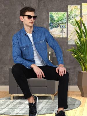 Men's denim cargo casual shirt | double pocket cargo shirt for men 3