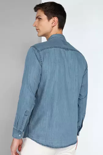 Men's denim cargo casual shirt | double pocket cargo shirt for men