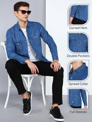 Men's denim cargo casual shirt | double pocket cargo shirt for men 5