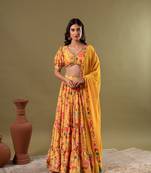 YELLOW FLORAL LEHENGA SET
