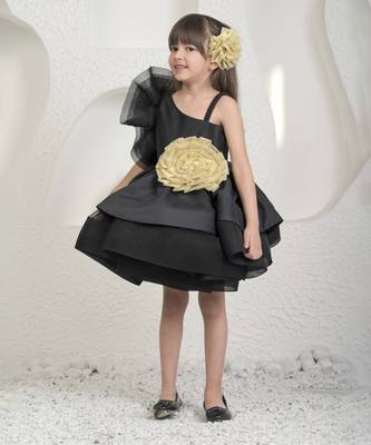 Black golden flower dress 1