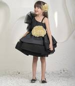 Black golden flower dress