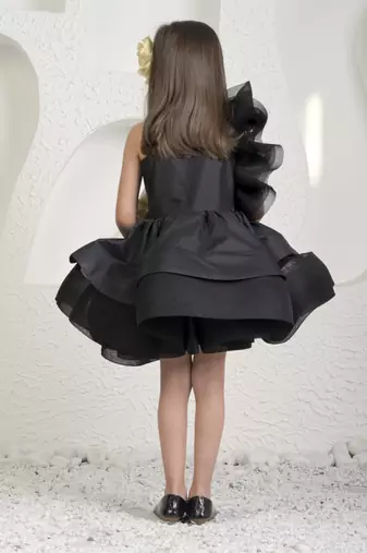 Black golden flower dress