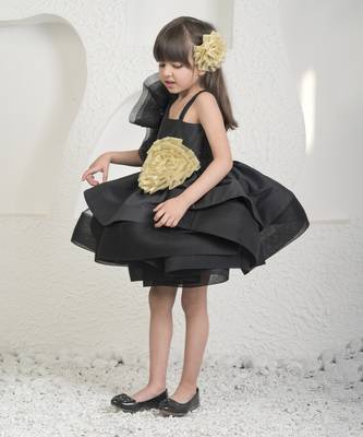 Black golden flower dress 3