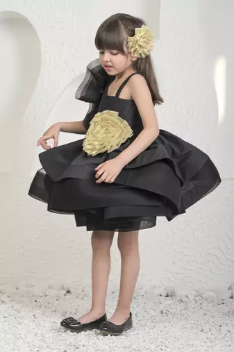 Black golden flower dress