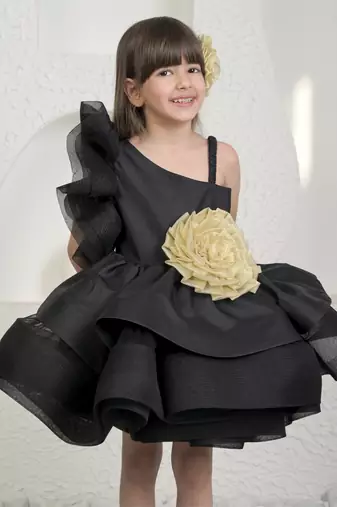 Black golden flower dress
