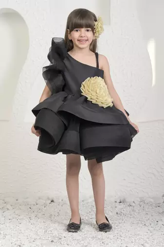 Black golden flower dress