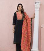Women Modal Print Straight Kurta With Pant And Dupatta Suit Set-DAY LIGHT