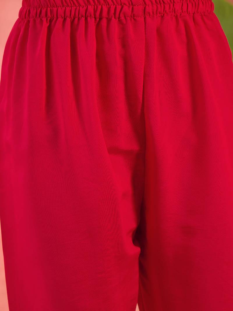 Embroidered notch neck sequined a-line kurta with trouser & dupatta