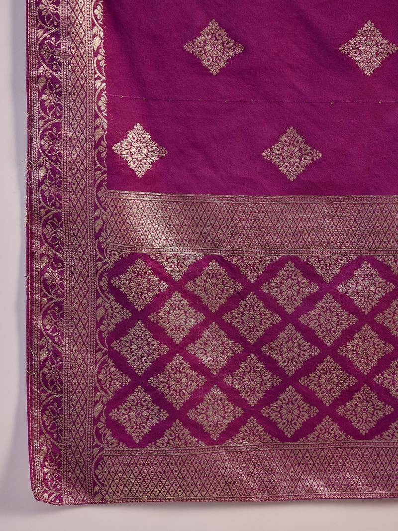 Embroidered notch neck sequined a-line kurta with trouser & dupatta