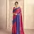 Kimisha pink silk blend foil printed saree with unstitched blouse piece