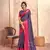 Kimisha purple silk blend foil printed saree with unstitched blouse piece