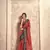 Kimisha red silk blend foil printed saree with unstitched blouse piece