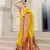Kimisha women's yellow silk blend banarasi saree with unstitched blouse piece