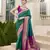 Kimisha women's dark green silk blend banarasi saree with unstitched blouse piece