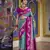 Kimisha blue silk blend banarasi saree with unstitched blouse piece