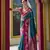 Kimisha teal silk blend banarasi saree with unstitched blouse piece