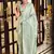 Kimisha women's sea green silk blend kanjeevaram saree with unstitched blouse piece